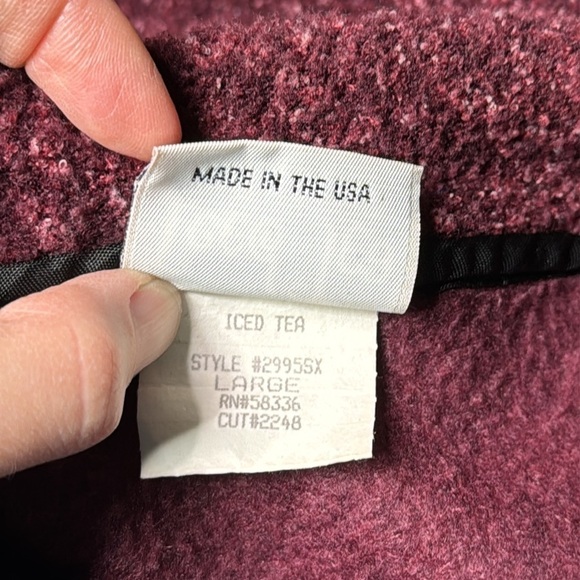 Vintage Iced Tea Burgundy Red Button Fleece Cardigan Size Large - Picture 8 of 9